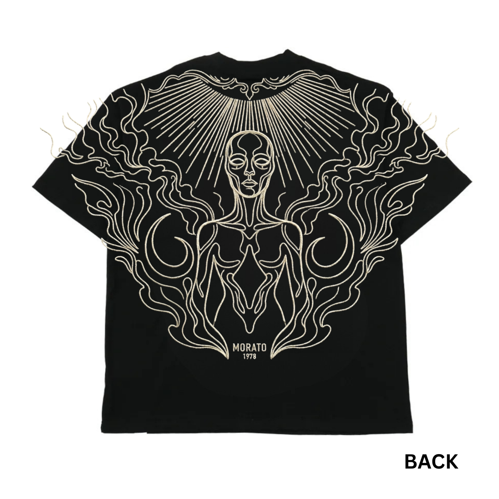 Beyond All Mighty in black — t-shirt, front view